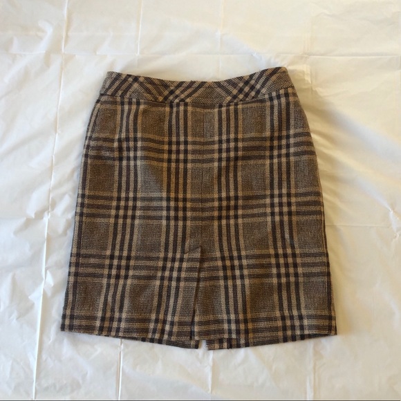 Ann Taylor brown/tan plaid midi pencil skirt 6P - Picture 6 of 8